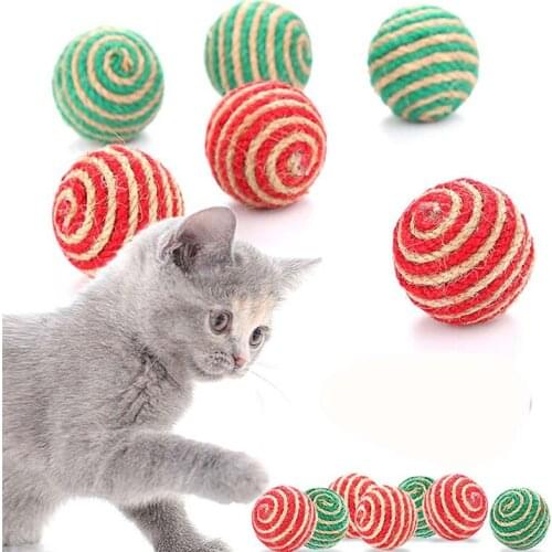 100 Pcs Cat Play Chewing Toy Sisal Straw Cat Pet Rope Weave Ball Teaser Ball Cats Products For Pets Random Color Wholesale X2