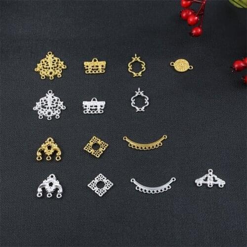 2020 New 10 Pcs/Pack Gold/Silver Zinc Alloy Metal Charms Pendant Filigree Connectors for DIY Handmade Jewelry Making