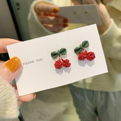 2021 new fashion simple lovely cherry earrings, Korean geometric fashion women for earrings, jewelry wholesale party gifts