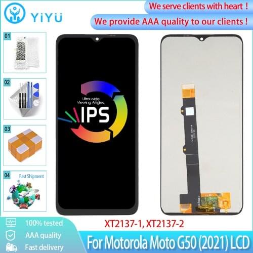 6.5'' Original For Motorola Moto G50 XT2137-1 XT2137-2 LCD Display Touch Screen Digiziter Panel Assembly Replacement Parts