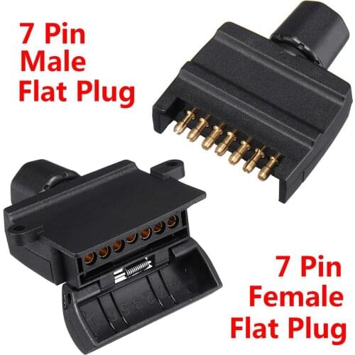 7 Pin Flat Male+7 Pin Plug Flat Female Trailer Connector Adapter Boat Car Socket