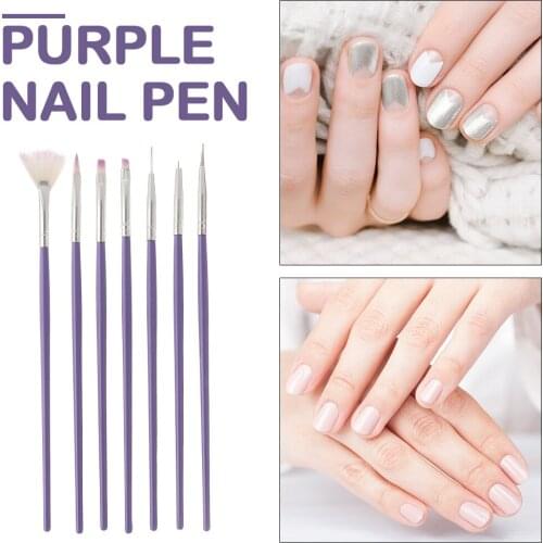 7Pcs Professional Manicure UV Gel Brush Pen Transparent Acrylic Nail Art Painting Drawing Brush Phototherapy Tool