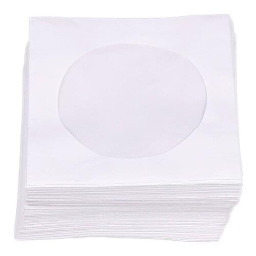 95Pcs/Lot Mini CD Protective Bag Orgnizer White Paper Bag Mini CD DVD Disc Storage Bag Protector Case Envelopes Flap