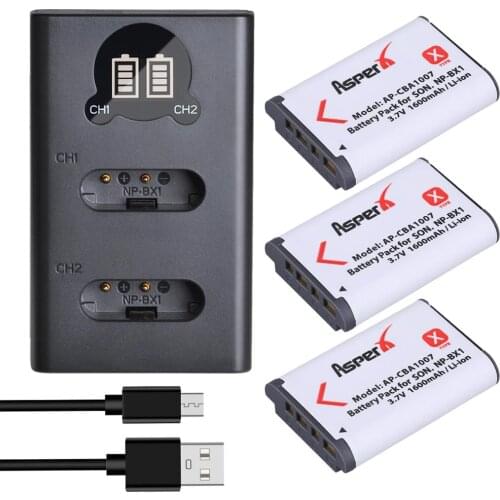 3Pcs 1600mAh NP-BX1 NP BX1 Battery + LCD USB Charger with Type C For Sony DSC RX1 RX100 M3 M2 RX1R WX300 HX300 HX400 HX50 HX60