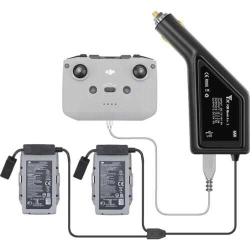 Air 2S Car Charger 3-in-1 Dual Battery Remote Charger with USB Port for DJI Air 2S Drone Accessories