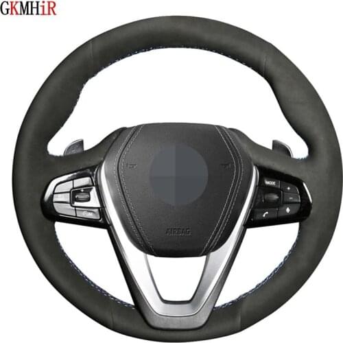 DIY Soft Black Genuine Leather Suede Car Steering Wheel Covers For BMW G20 G21 G30 G31 G32 X3 G01 X4 G02 X5 G05 X7 G07 Z4 G29
