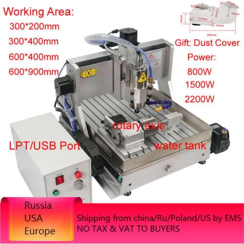 CNC Router 6040 4 Axis 2.2KW Metal 3D Carving Woodworking Machine 3040 Mach3 Milling Engraving Machine 6090 with Water Tank