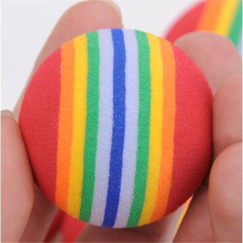 1Pcs Rainbow Toy Ball Interactive 3.5m Cat Toys Play Chew Rattle Scratch EVA Ball Training Pet Supplies