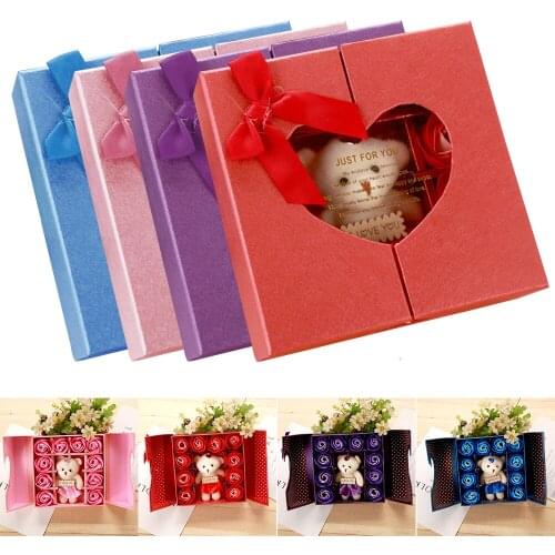 Artificial Soap Rose Flower Lover Bear The Beauty And Beast Valentines New Year Gift Colour Box Simulation Crafts Dried Flowers