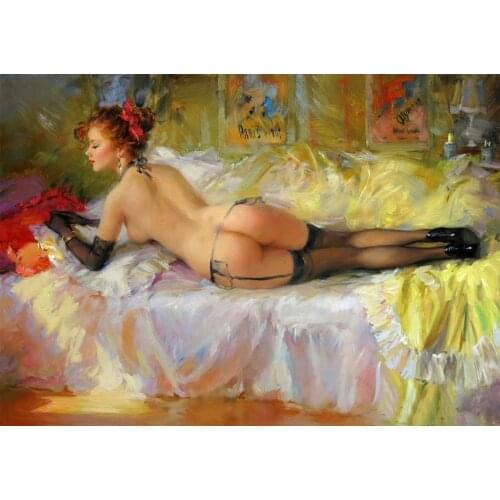 Handmade Oil Painting art Impressionism noblewoman nude girl on canvas 24"x36"