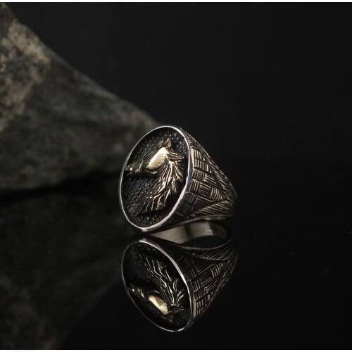 Horse Engraved 925 Silver Traditional Handmade Turkish Signet Ring Jewelry Gift for Women Men Special Craftmanship Applied