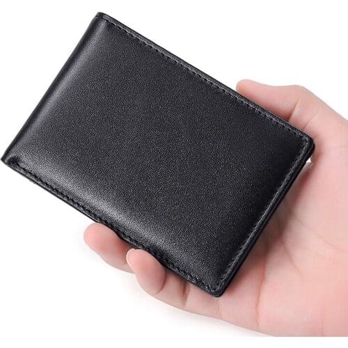 Short Purses Multi-Card Position Holder 2021 Personal Customized Anti-Rfid Thin Male Wallet Genuine Leather Credit Card Casual