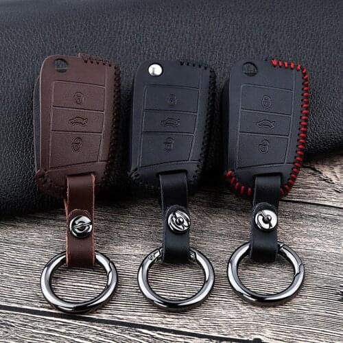 Leather Car Key Case Cover For Volkswagen VW Passat Lavida Golf 7 Jetta Bora Polo Magotan Tiguan Touran GTI MK2 mk6 MK7 Scirocco