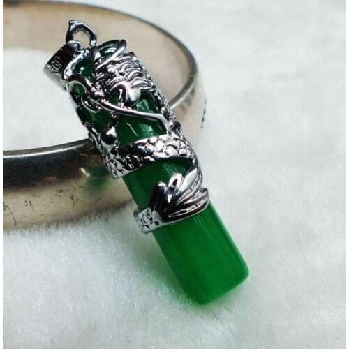 Beautiful Natural Jade Carved Inlaid Dragon Pendant