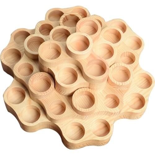Round Wooden 31 Slot Essential Oils Holder Stand Storage Rack Tray Display