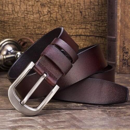 Fashion men belt pin buckle casual leather man belt cowhide middle-aged young people Retro high quality trouser belt