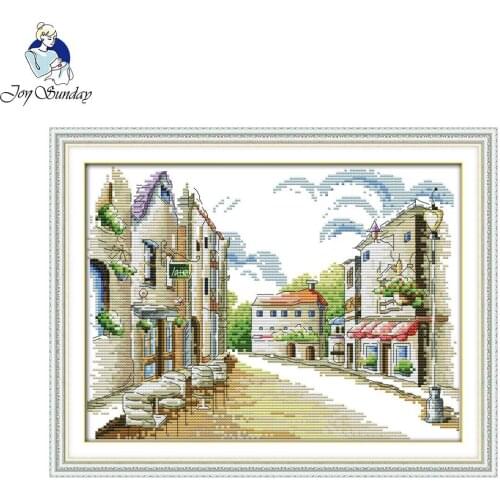 Joy Sunday scenic style Street views Christmas embroidery patterns cross stitch kits for home ornament