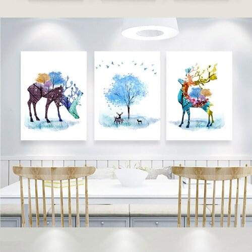 Colorful Abstract Animal Deer Canvas Painting Nordic Simple Posters and Prints Wall Art Waterproof Decor Pictures for Room