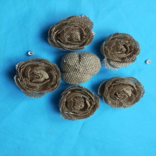 Natural Jute Burlap Flower Handmade Hessian Rose Vintage Wedding Decoration Party Hat Craft DIY Birthday Gift Packing Accessory