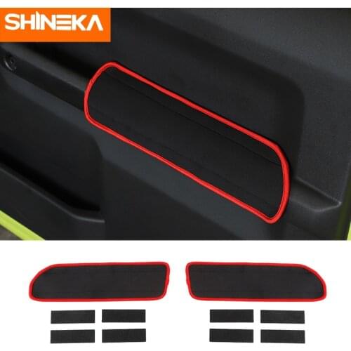 SHINEKA Neoprene/Leather Car Door Armrest Handle Protection Pad Trim Cover For Suzuki Jimny 2019 2020 2021 Interior Accessories