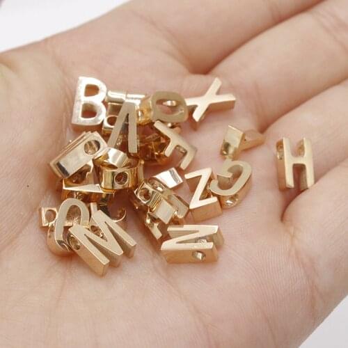 Stainless Steel A-Z 26 Letter Beads Big Hole Alphabet Beads For Jewelry Making DIY Women Letter Name Choker Necklace Accessories