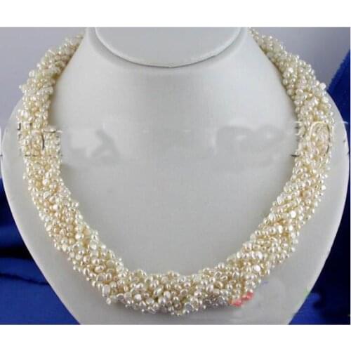 Charming Pearl Necklace,Handwork 9Rows Baroque White Freshwater Pearl Necklace,Perfect Women Chirstmas Gift Jewellery