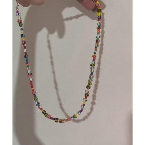 Multicolor Seed beads Choker Necklace For Women Girls Bohemia Trendy Multi Sizes Beads Short Necklace Women Jewelry For Beach