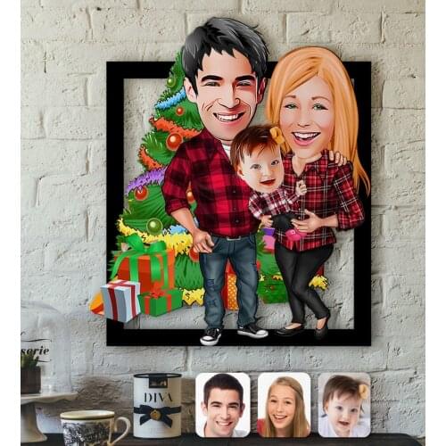 Personalized New Year Family Caricature OF 3D Wood Tablo-4 Reliable Quality Cost Effective Special Design Home Decor Wall picture