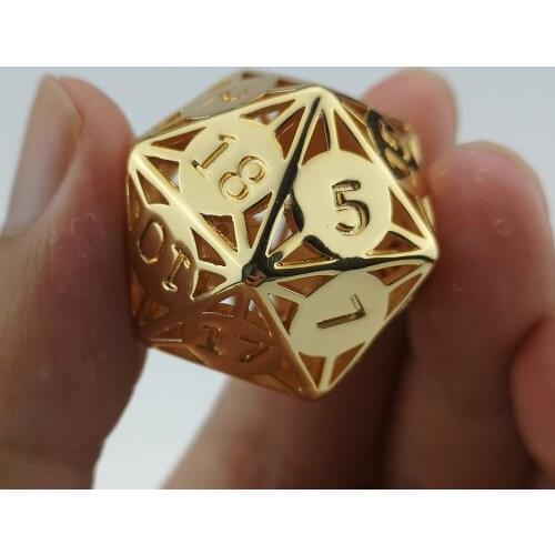 Rollooo Hollow Metal Dice D20 Gold Finishing for Roleplaying Games Collection or Gift