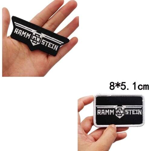 RAMM STEIN Name Tag Iron on Hook Backing Funny Punk Rock Embroidered Biker Motorcycle Patches for Vest Hat