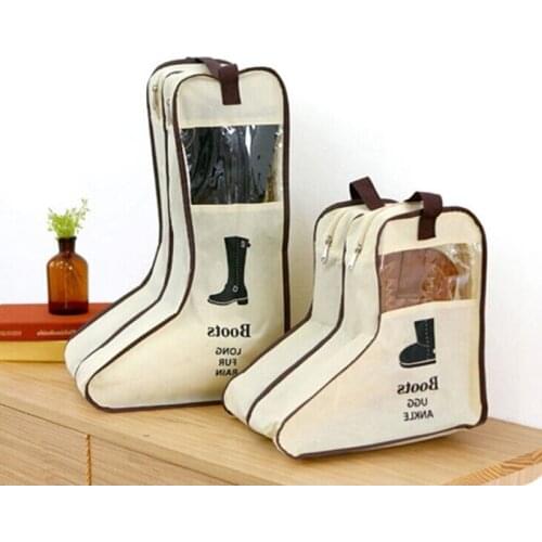 S/L Size Visible Shoe Pocket Non-Woven Fabric Dust Boot Storage Bag Pouch Zipper Travel Portable Storage Shoes Supplies