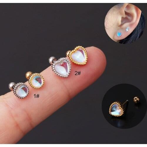 1PC New Heart Round Ear Cartilage Barbell Helix Earlobe Studs Earrings Piercings Body Piercing Jewelry