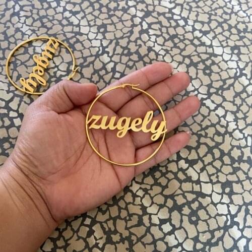 Fashion 20-60 MM Big Hoop Earrings Custom Earings Stainless Steel Rose Gold Earrings Boho Jewelry Personalized Wedding Gift