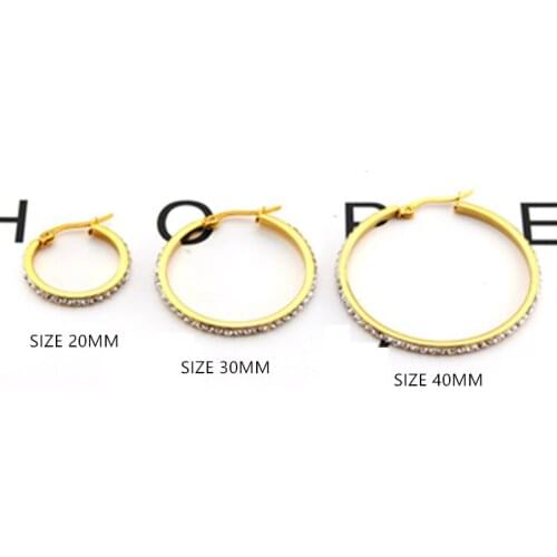 Size 20 30 40mm Round Trendy Brief Titanium Stainless Steel Colors Plated Men Earring Hoop Earrings For Women Classic Jewelry