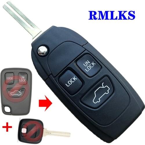 3 Buttons Remote Flip Folding Smart Car Key Shell Case For Volvo XC70 XC90 V50 V70 S60 S80 Auto Key Fob Cover