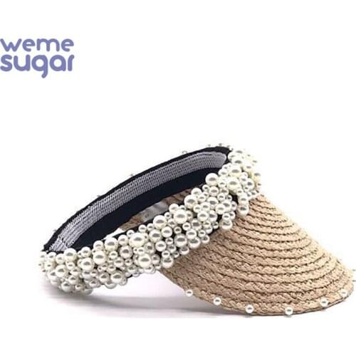 WeMe Straw Hat By Manual Sewing Pearl Summer Hats Hairpin Cap