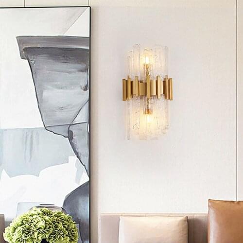 Modern Gold Metal Class Wall Light Home Living Room Bedroom Beside Art Wall Lamp Fixture LED Suspension Lamps WA234