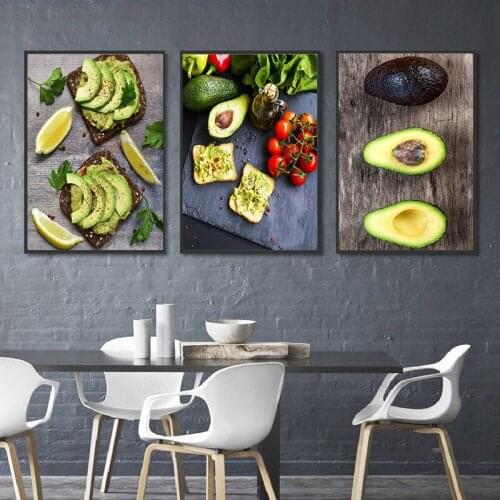 Toasts with Avocado Fig Fruits Canvas Paintings Art Nordic Decorative Poster for Living Room Diner Room Kitchen Decor