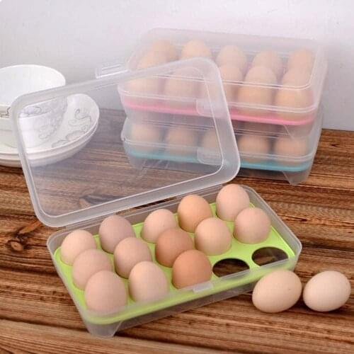 Egg Container Refrigerator Eggs Container with Lid, Plastic Portable Stackable Large Egg Holder - Protect and Keep Egg Fresh