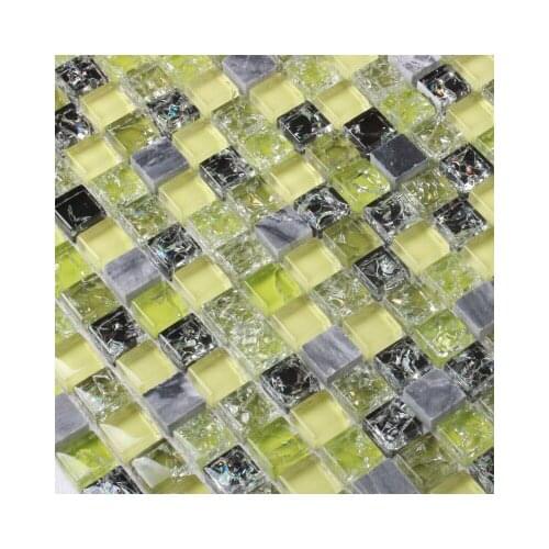 Green glass mixed stone mosaic tiles EHGM1049C for swimming pool bathroom shower wall mosaic kitchen backsplash free shipping