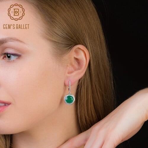 Gems Ballet Classic Green Agate Gemstone Drop Earrings 9.58Ct Natural Wedding Earring for Women 925 Sterling Silver Green Onyx