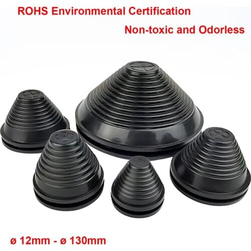 1/2pcs Black Tapered Rubber Wiring Grommets Gasket Electric Box Cable Protector Dust Plug 12/25/30/35/40/50/60/70/80/90-130mm