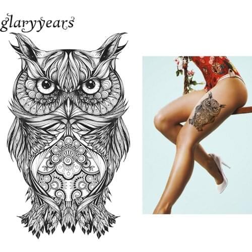 1 Piece Temporary Body Art Tattoo Sticker KM-062 Fake Sketch Cartoon Owl Bird Decal Design Sexy Women Flower Arm Tattoo Products