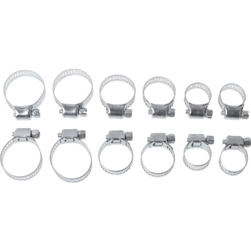 12 Pcs/Set Screw Band Hose Clamps Adjustable Fuel Line Worm Gear Clip Hardware
