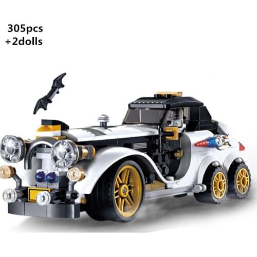 2021 NEW Superhero Retro Vintage Car Building Blocks Sets Bricks Classic Movie Model Vehicle Toys For Children Birthday Gifts
