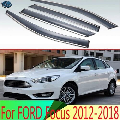 For FORD Focus 2012-2018 Plastic Exterior Visor Vent Shades Window Sun Rain Guard Deflector 4pcs