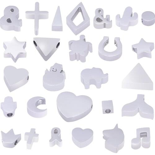 5Pcs/Lot Stainless Steel Mirror Polished Ainmal Cactus Star Charms Making Heart Love Cross Pendant For Necklaces Girl Jewelry