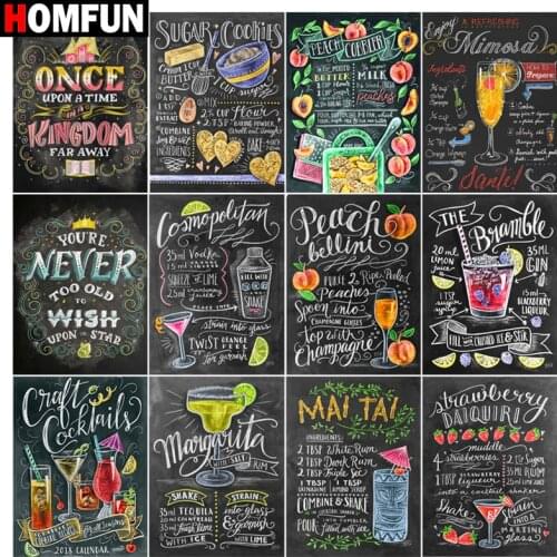 HOMFUN Diamond Painting Cross Stitch "Blackboard text menu" 5D DIY Diamond Embroidery Full Square/round Rhinestone Of Picture