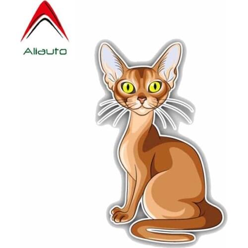 Aliauto Cartoon Car Sticker Abyssinian Breed Cat Kids Sunscreen Waterproof Reflective Decoration Decal Accessories PVC,14cm*8cm