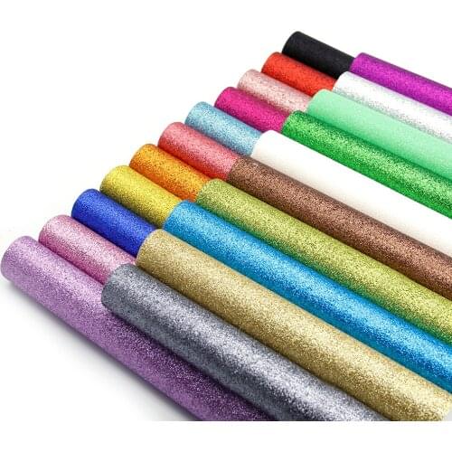 Shimmer Fine Glitter Vinyl Faux Leather Sheets Candy Solid Color Synthetic Leather Fabric DIY Earrings Hair Bows Crafts,1Yc20086